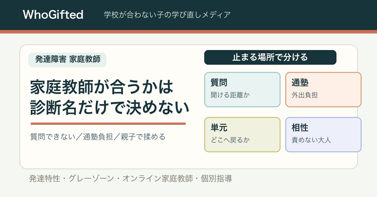 発達障害・グレーゾーンの子に家庭教師が合うかを見極める図